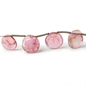 10-12mm Pink Tourmaline Top Drilled Natural Crystal Slices 21 beads