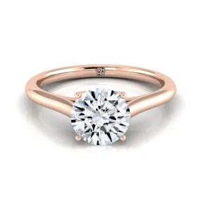 14K Rose Gold Round Brilliant  Cathedral Style Comfort Fit Solitaire Engagement Ring