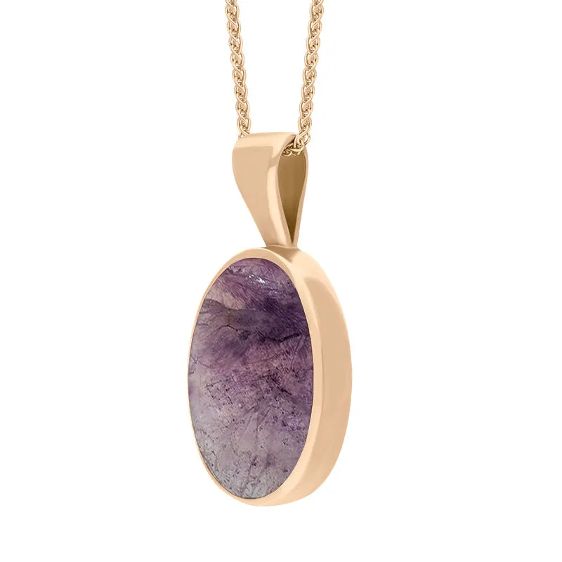 18ct Rose Gold Blue John Oval Necklace