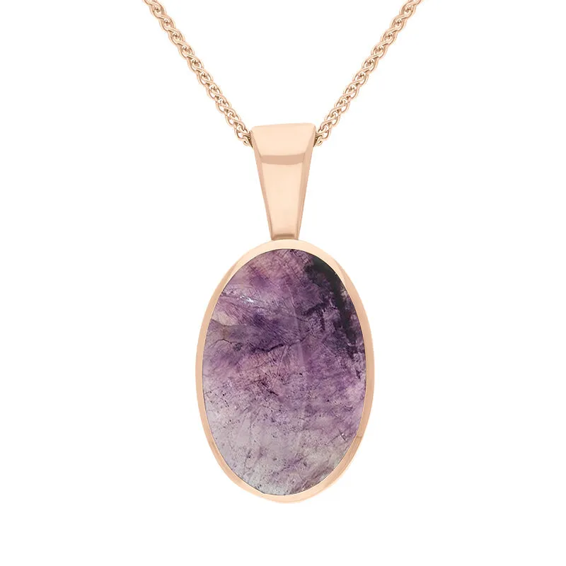 18ct Rose Gold Blue John Oval Necklace