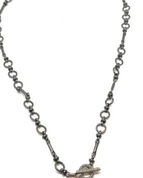 22" Oxidized Chain With Oxidized Diamond Mini Toggle Necklace in Silver | Silver