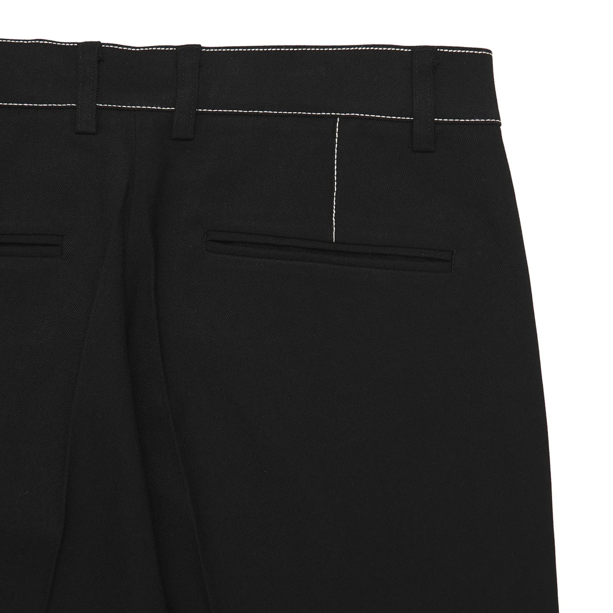 ADD Contrast Stitch Wool Wide Slacks Black