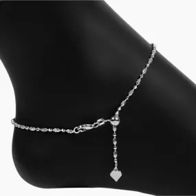 Adjustable Luna Bead Anklet (Silver)