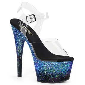 ADORE-708SS Black & Blue Ankle Peep Toe High Heel