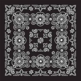 BD2508 Bandana Texas Paisley Black [27" x27"]