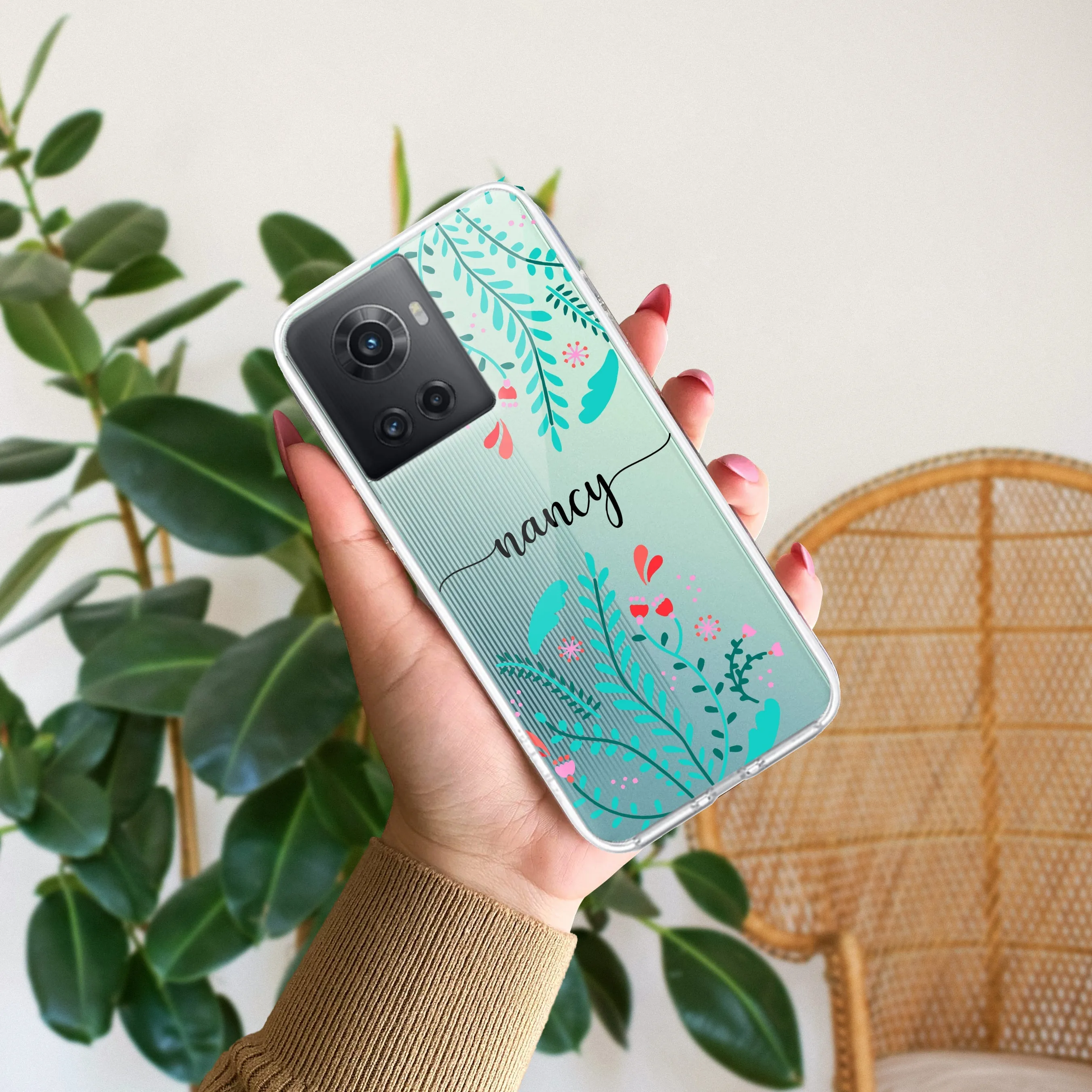 Blue Floral Customize Transparent Silicon Case For OnePlus