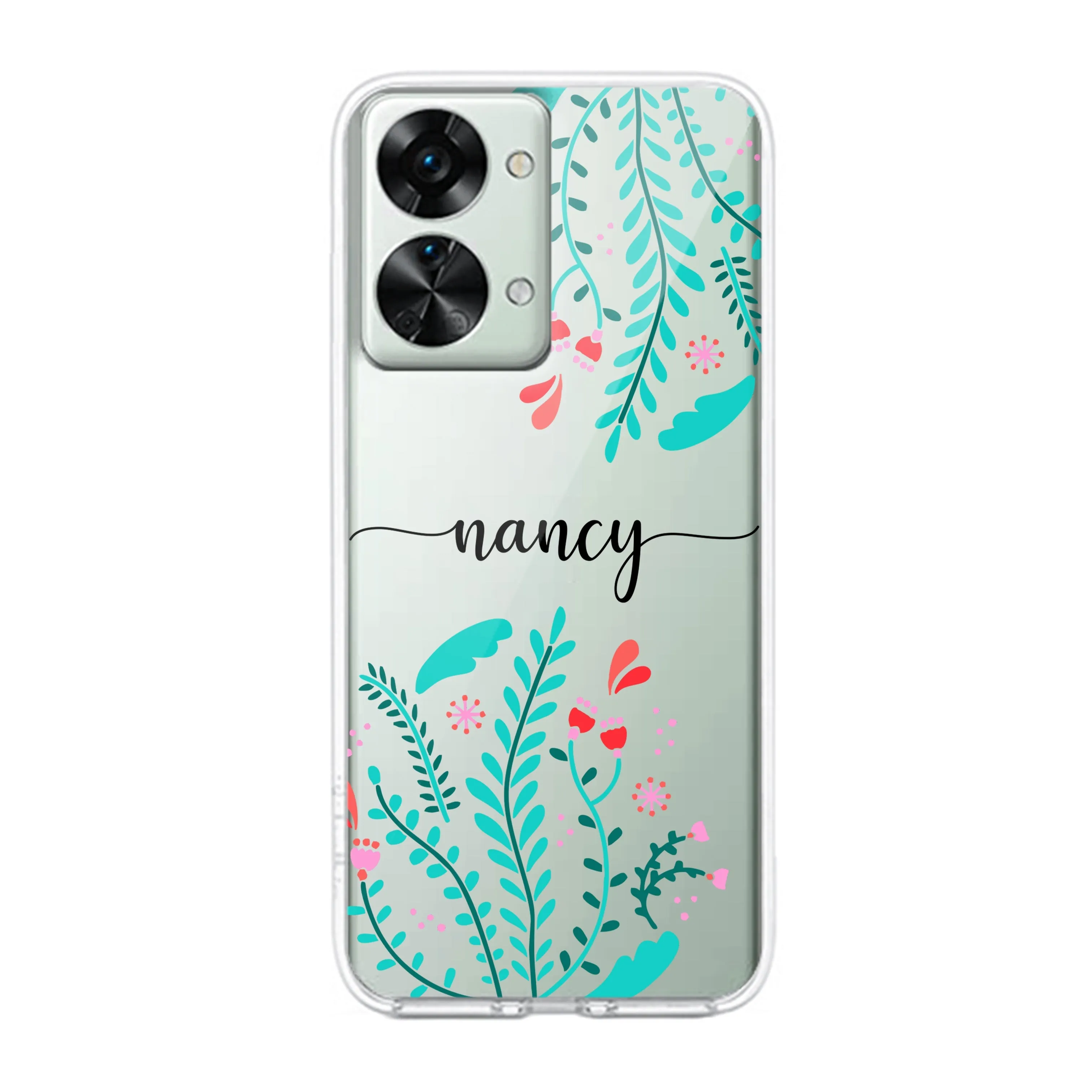 Blue Floral Customize Transparent Silicon Case For OnePlus