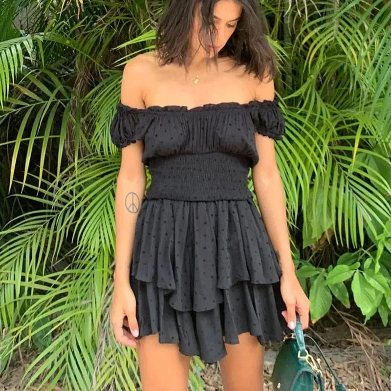 Bohemian Irregular Ruffles Mini Dress