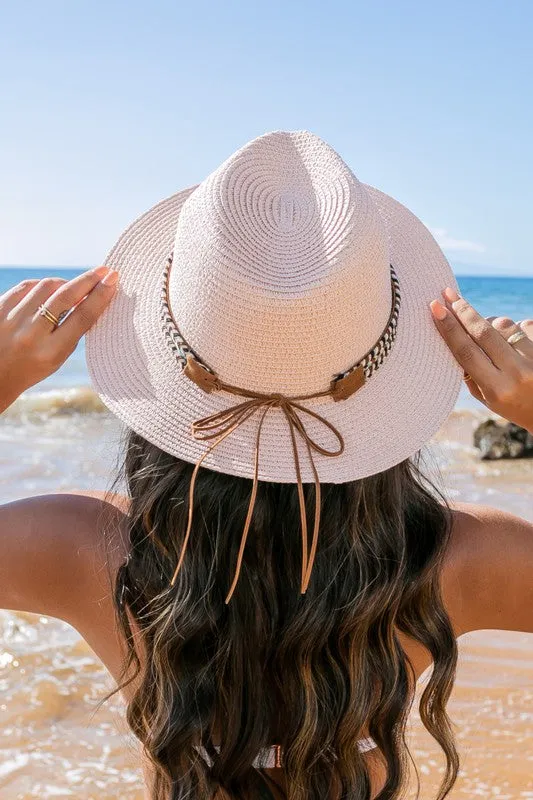 Boho Panama hat in blush