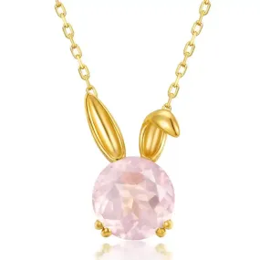 Bunny Rose Quartz Gold Necklace