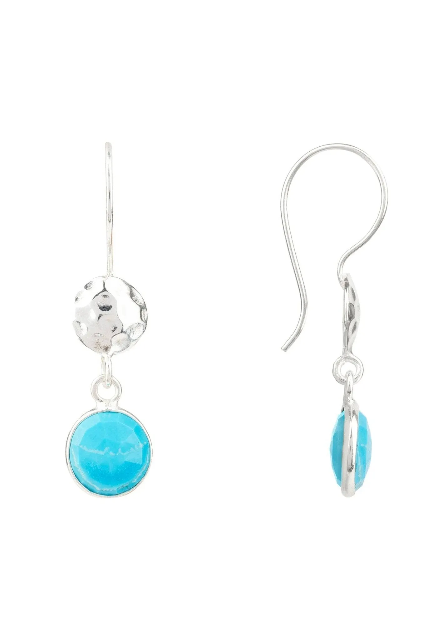 Circle & Hammer Earrings Silver Turquoise