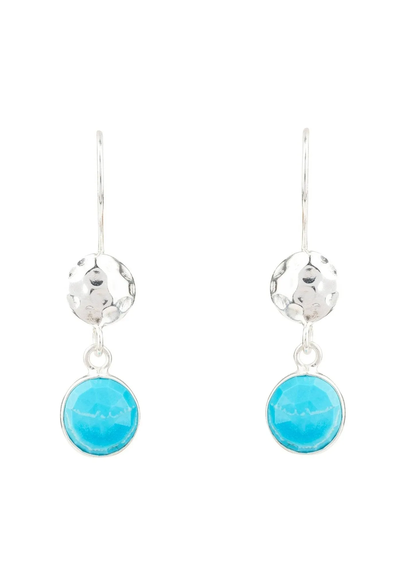 Circle & Hammer Earrings Silver Turquoise