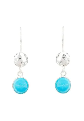 Circle & Hammer Earrings Silver Turquoise