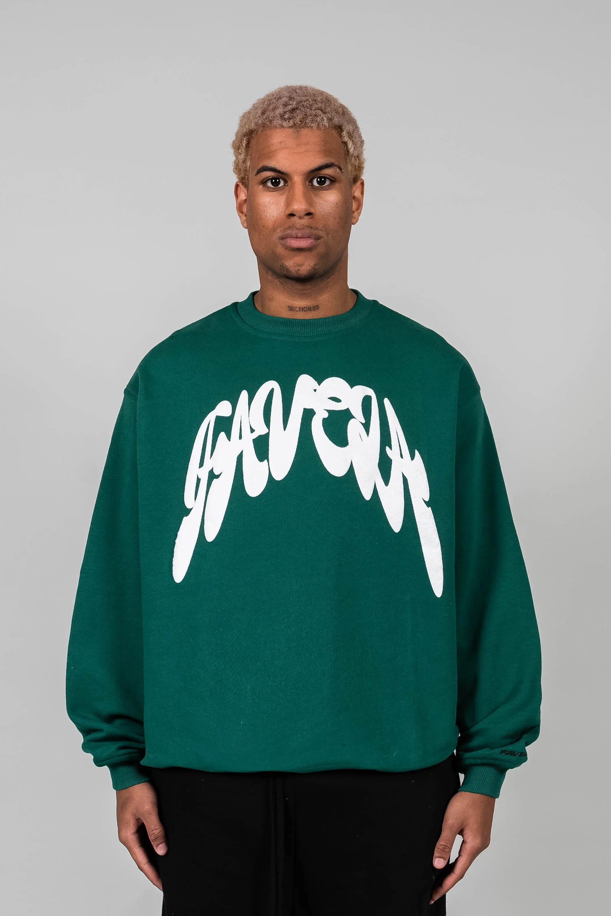 COMIC FOREST GREEN CREWNECK