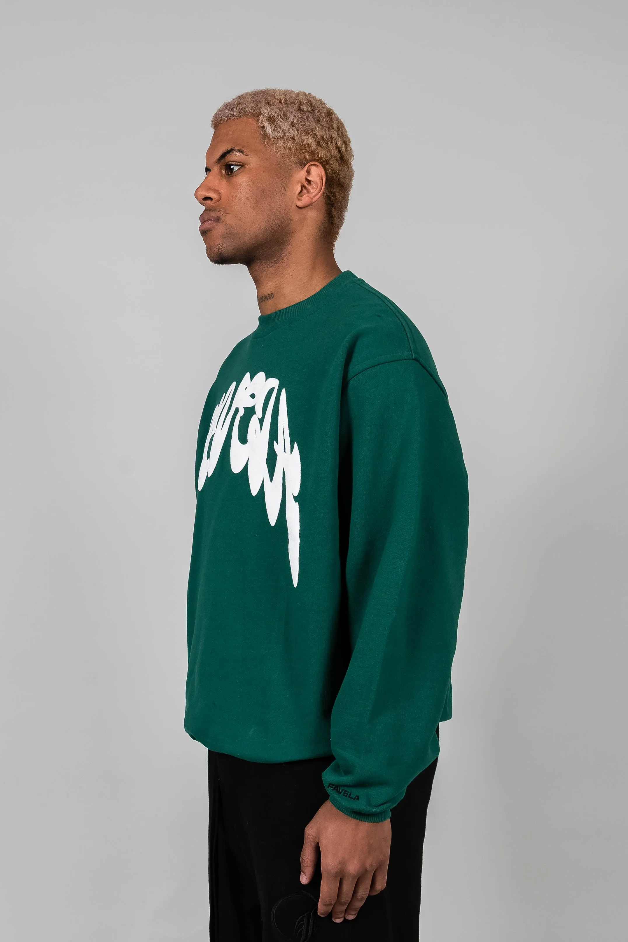 COMIC FOREST GREEN CREWNECK