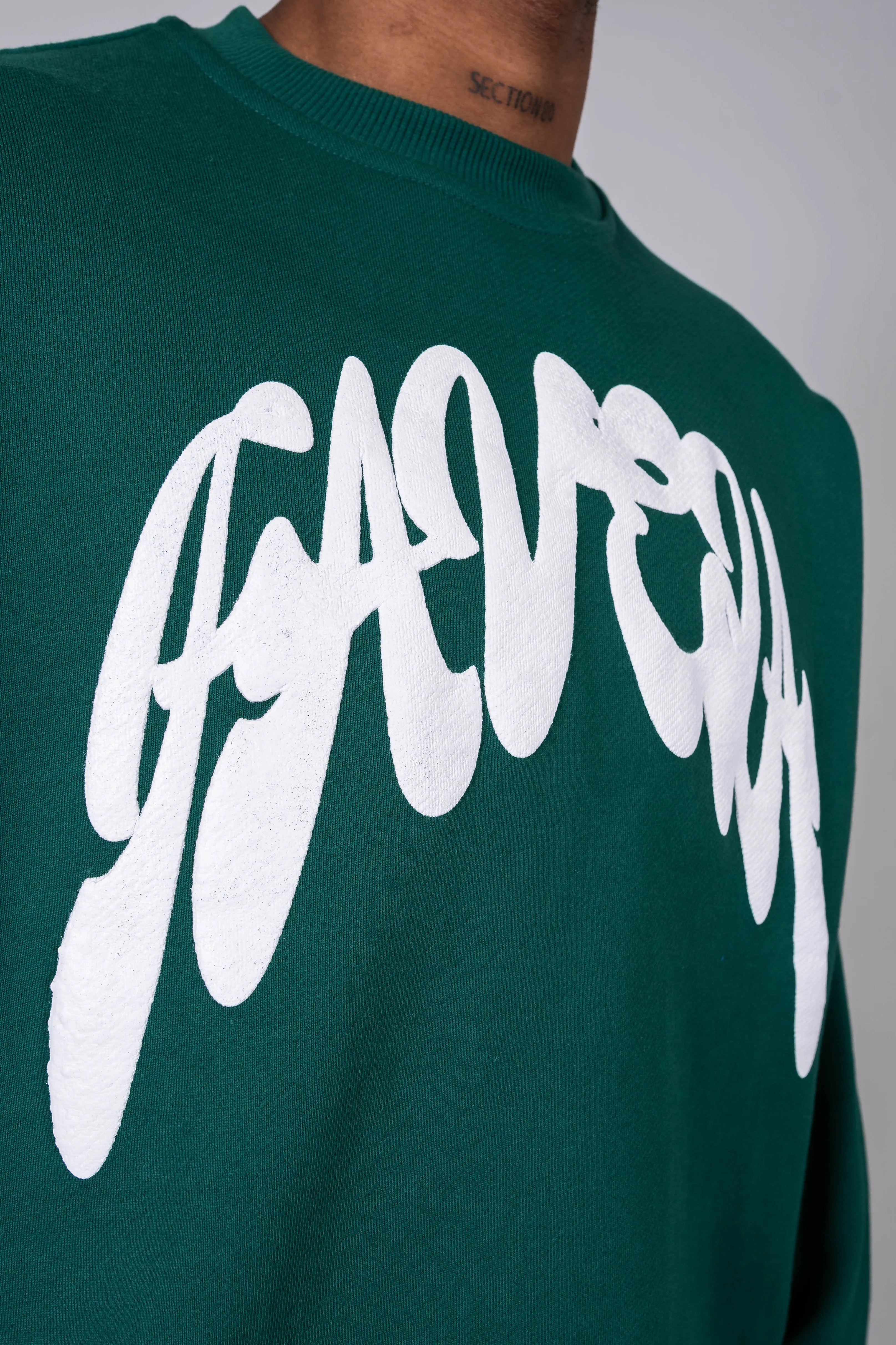 COMIC FOREST GREEN CREWNECK