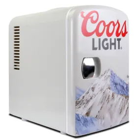 Coors Light 6 Can Mini Fridge, 4 L (4.2 qt) Portable Thermoelectric Cooler, Gray, for Beer, Snacks, Lunch, Drinks, Skincare, Cosmetics, Unique Desk Accessory for Home, Office, Bar, Dorm