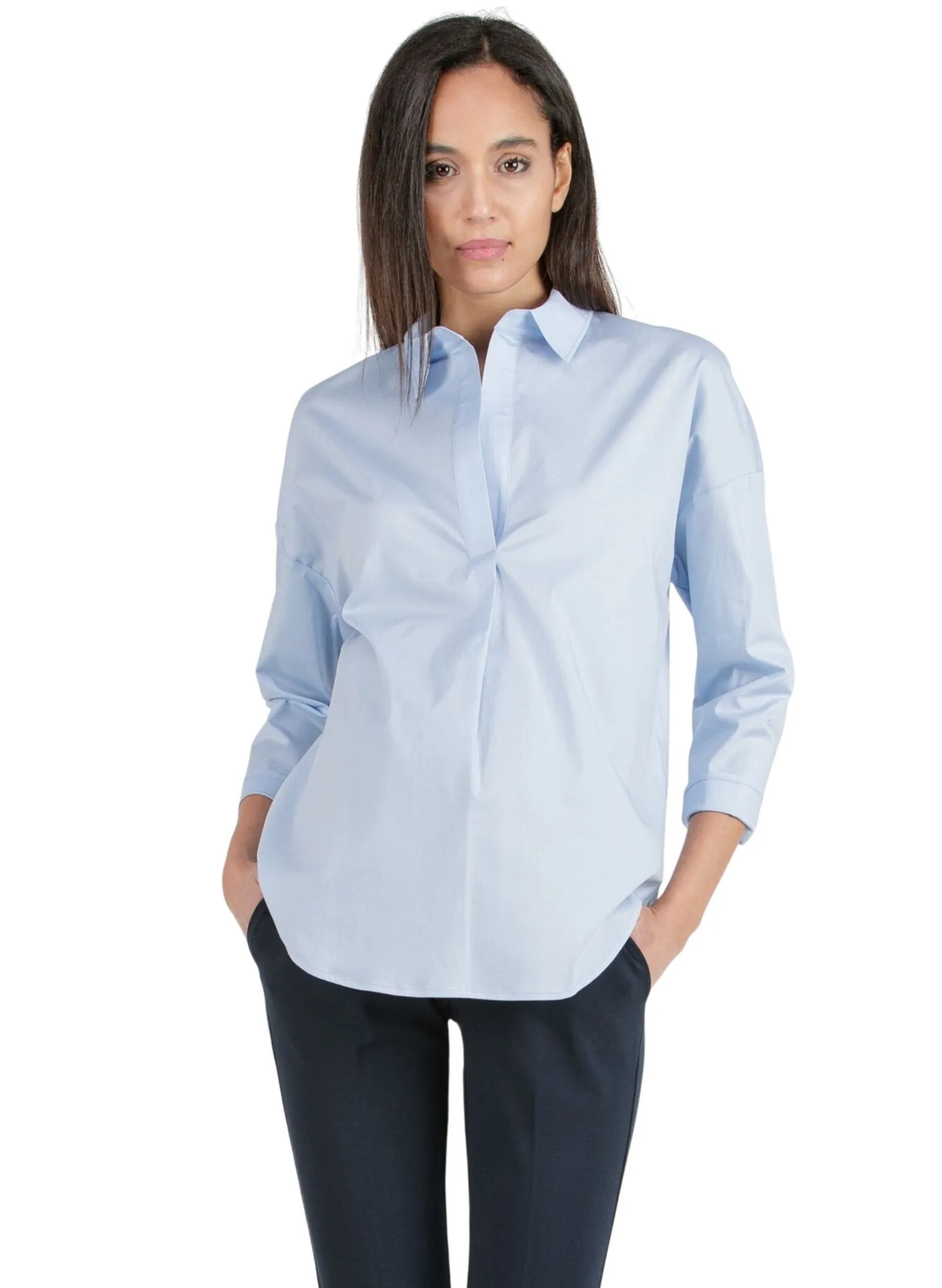 Cotton Maternity Shirt - Blue