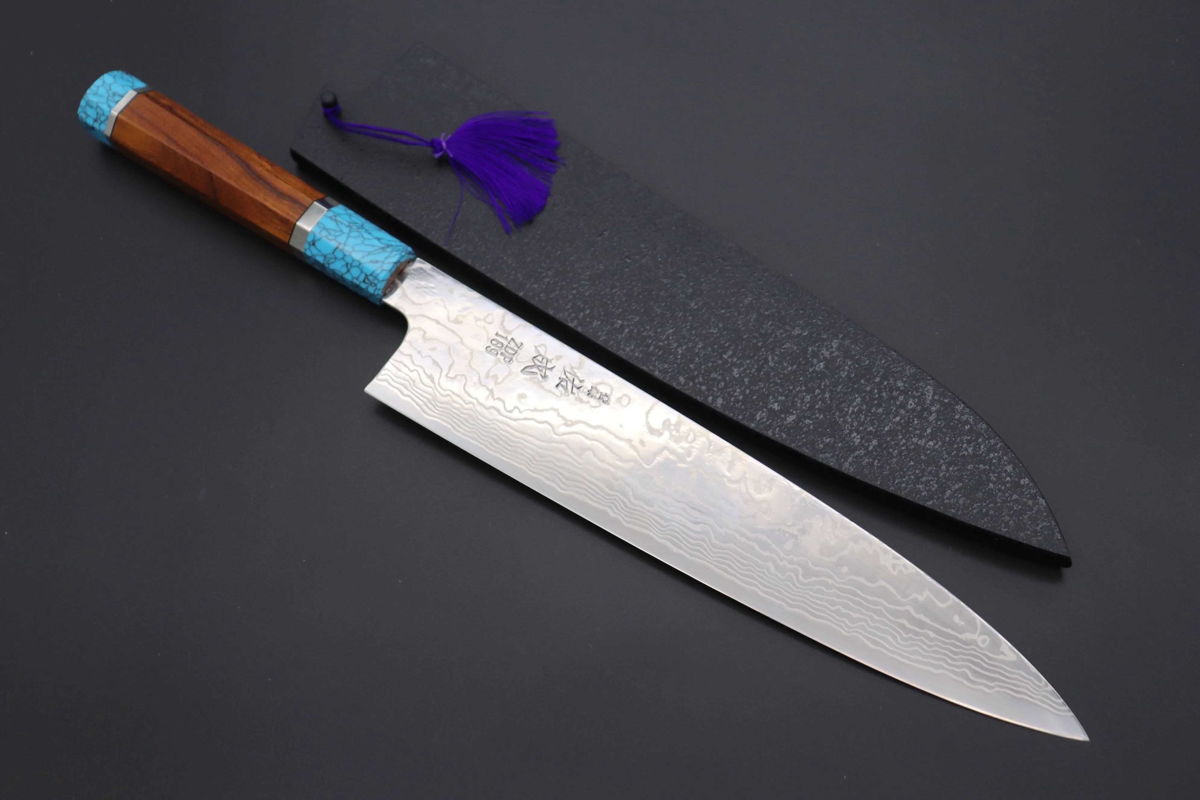 Custom Limited Edition, Sukenari ZDP-189 Nickel Damascus Wa Gyuto 270mm (10.6 inch, SCL-361)