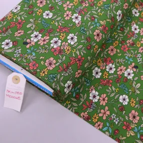 Dressmaking Green Viscose - Floral - Fields