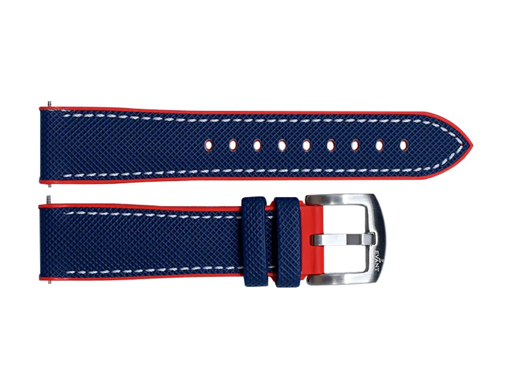 Evant Blue/Red Sailcloth Rubber Strap