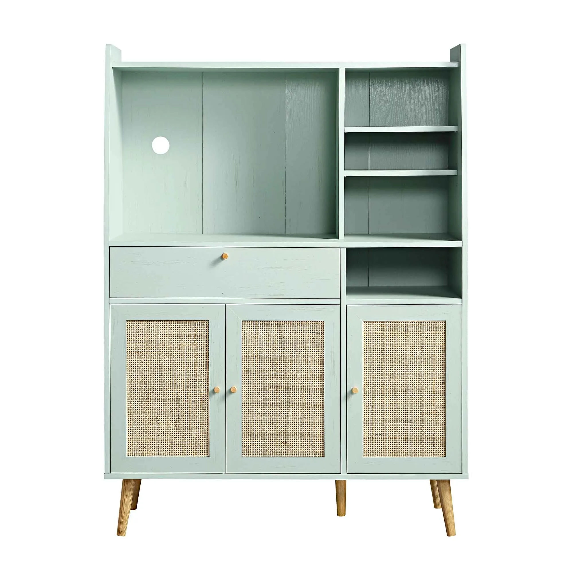 Frances Woven Rattan Kitchen Cabinet, Mint