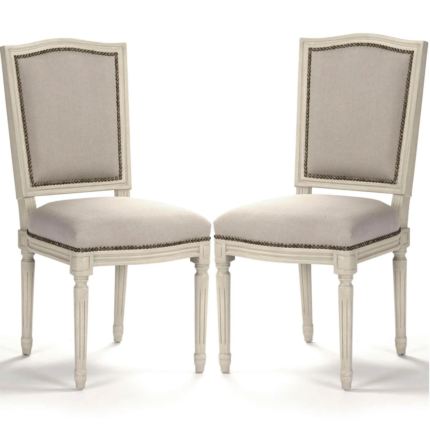 French Shabby Side Nail Studded Chairs