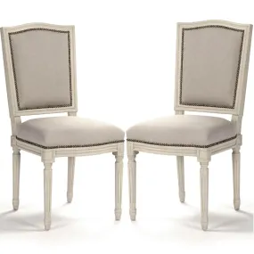 French Shabby Side Nail Studded Chairs