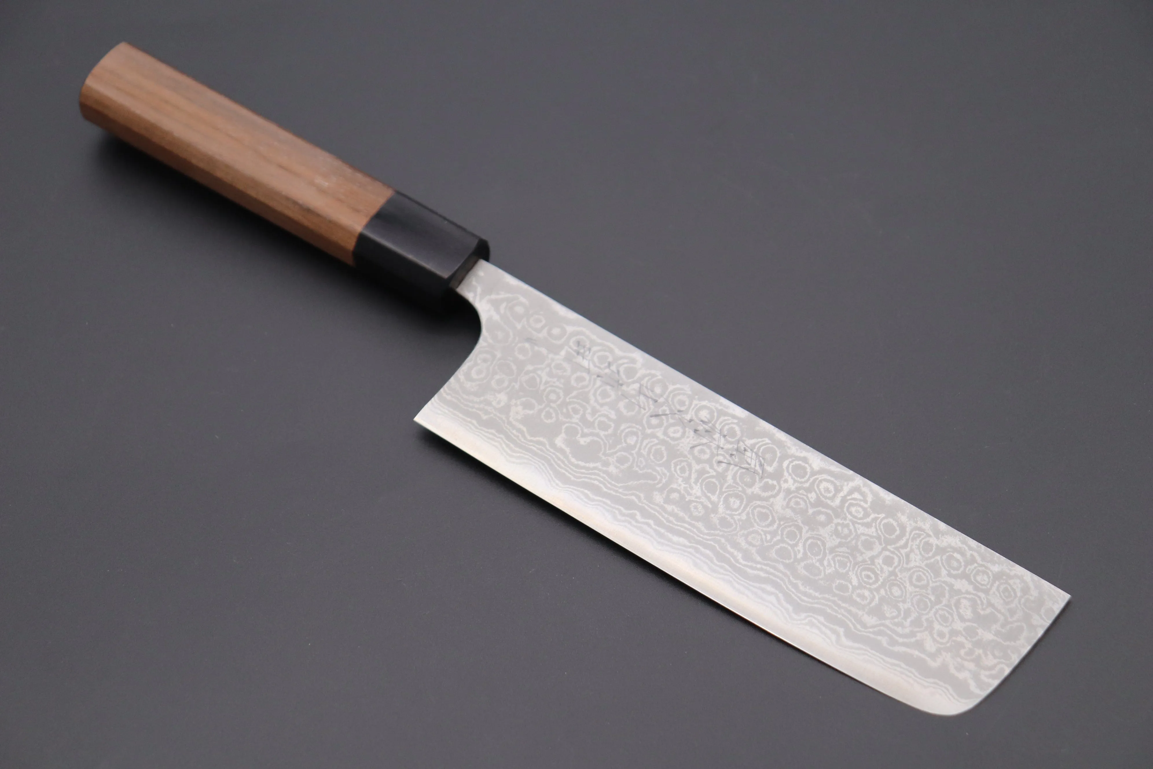 Fu-Rin-Ka-Zan Aogami Super Custom Damascus Series FASD-4W Nakiri 165mm (6.4 inch, Octagonal Walnut Wood Handle)