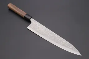 Fu-Rin-Ka-Zan Aogami Super Custom Damascus Series Wa Gyuto (210mm or 240mm, 2 Sizes, Octagonal Walnut Wood Handle)