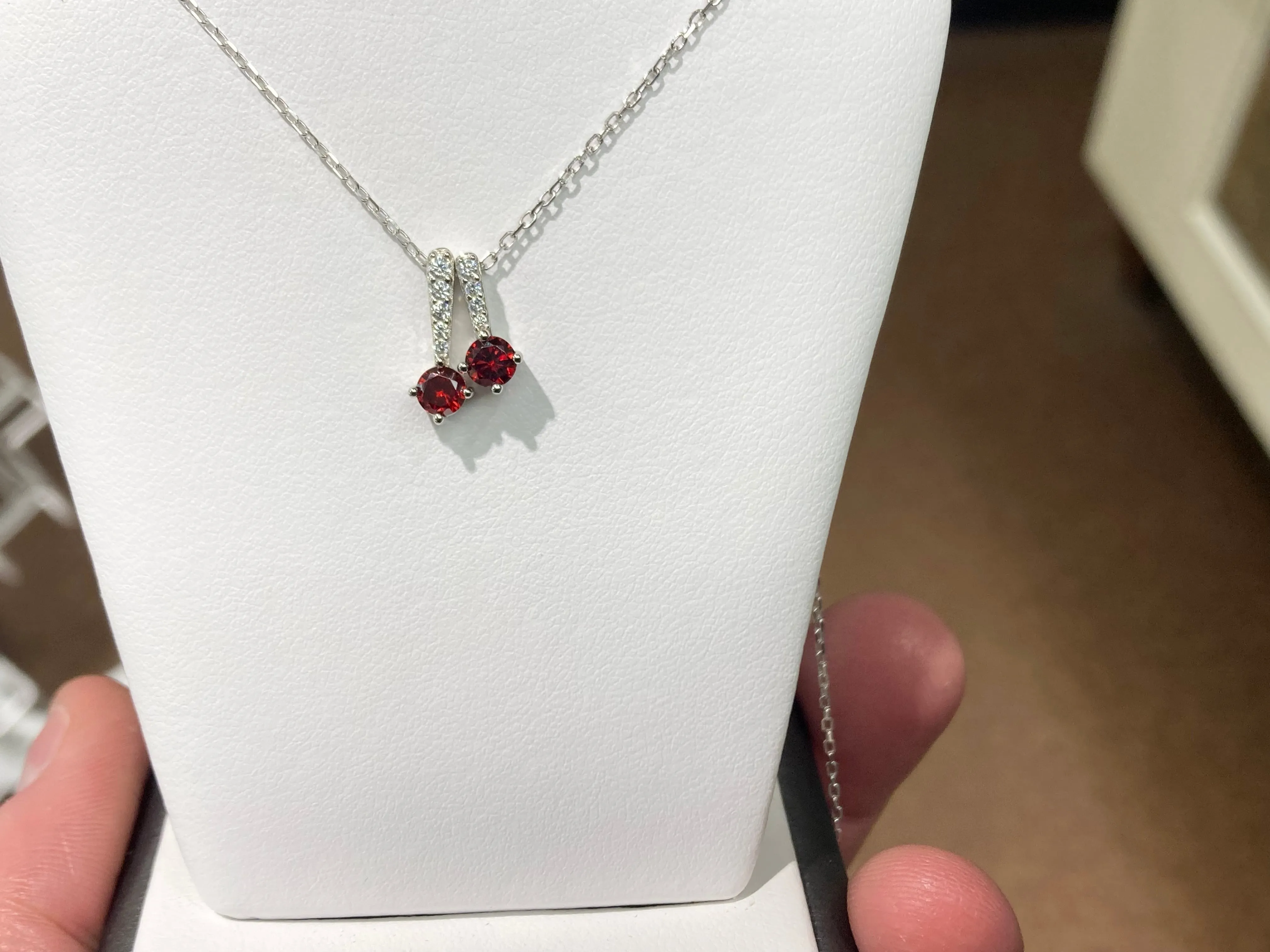 Garnet Colored Swarovski Zirconia Silver Pendant