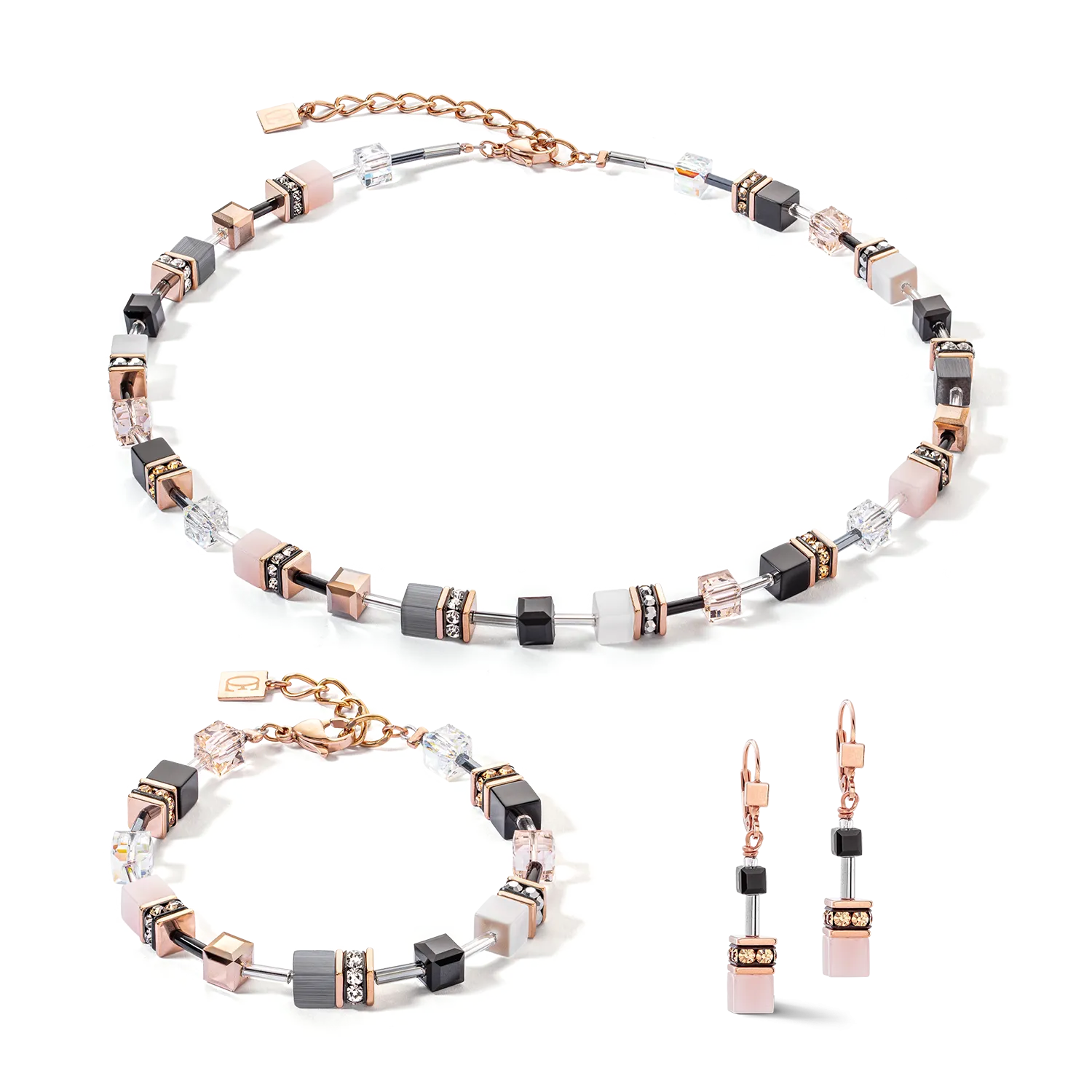 GeoCUBE® Iconic earrings rose gold soft