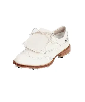 Giclee Unisex Classy Patent Premium Leather Golf Shoes - Ivory