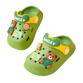 Green & Yellow Bear, Slip on  Clogs, Summer/Monsoon/ Beach Footwear for Toddlers and Kids, Unisex