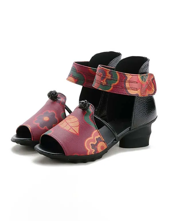 Handmade Ethnic Style Fish-toe Chunky Sandals