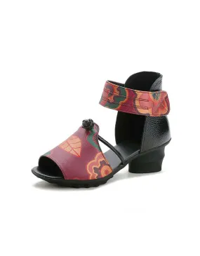 Handmade Ethnic Style Fish-toe Chunky Sandals