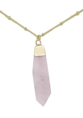 Heart Rose Quartz Gemstone Necklace