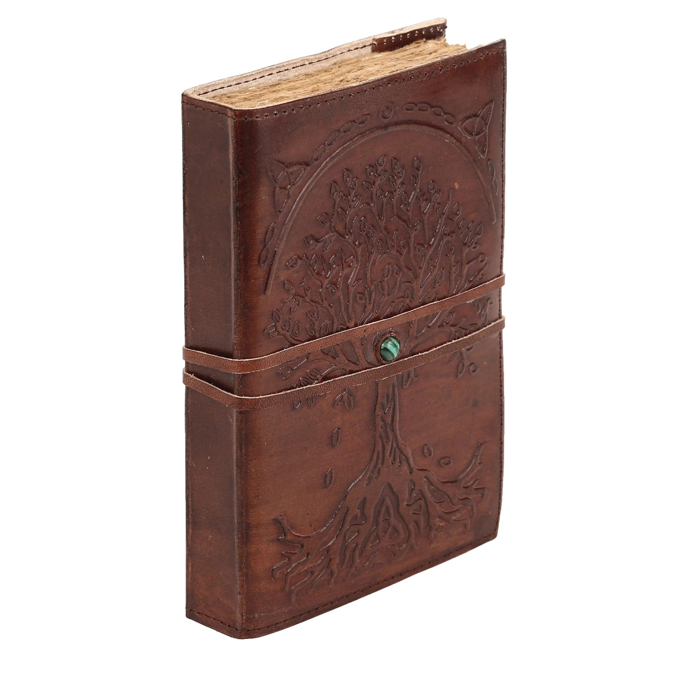 Leather Journal Refillable Lined Deckle Paper Tree of Life Handmade writing Notebook Diary Leather Bound Daily Notepad for women and men Writing pad Gift for Artist Sketch (7x5 deckle brown)