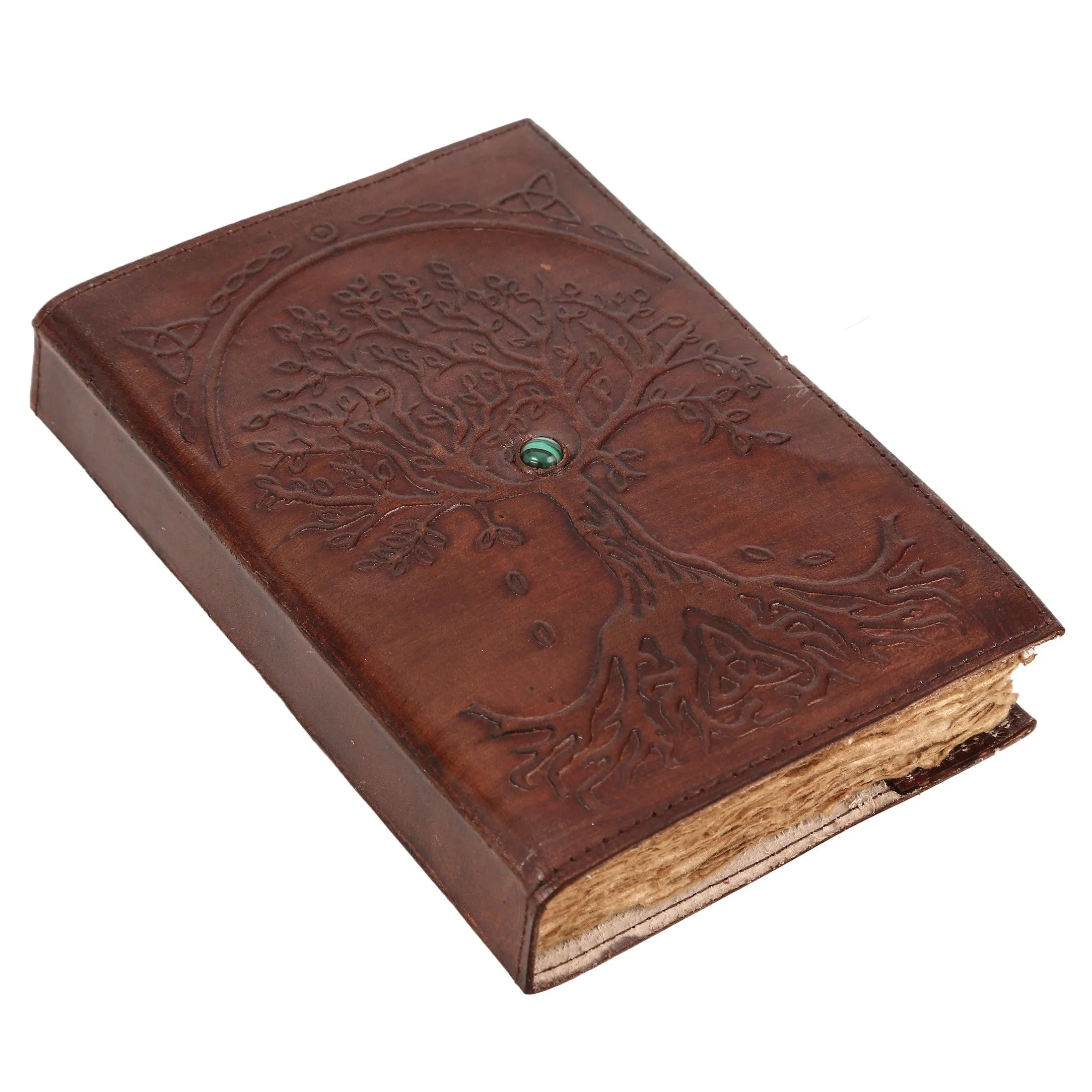 Leather Journal Refillable Lined Deckle Paper Tree of Life Handmade writing Notebook Diary Leather Bound Daily Notepad for women and men Writing pad Gift for Artist Sketch (8x6 deckle brown)