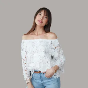 Lexa Off Shoulder Pop up Floral lace Blouse