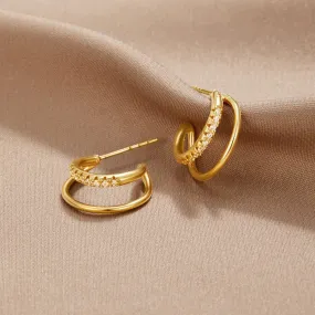 Leyla Crystal Double Hoop Earrings