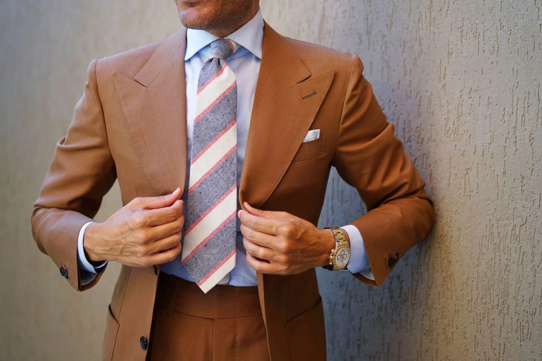 Linen Tie - Striped - Red, White & Blue