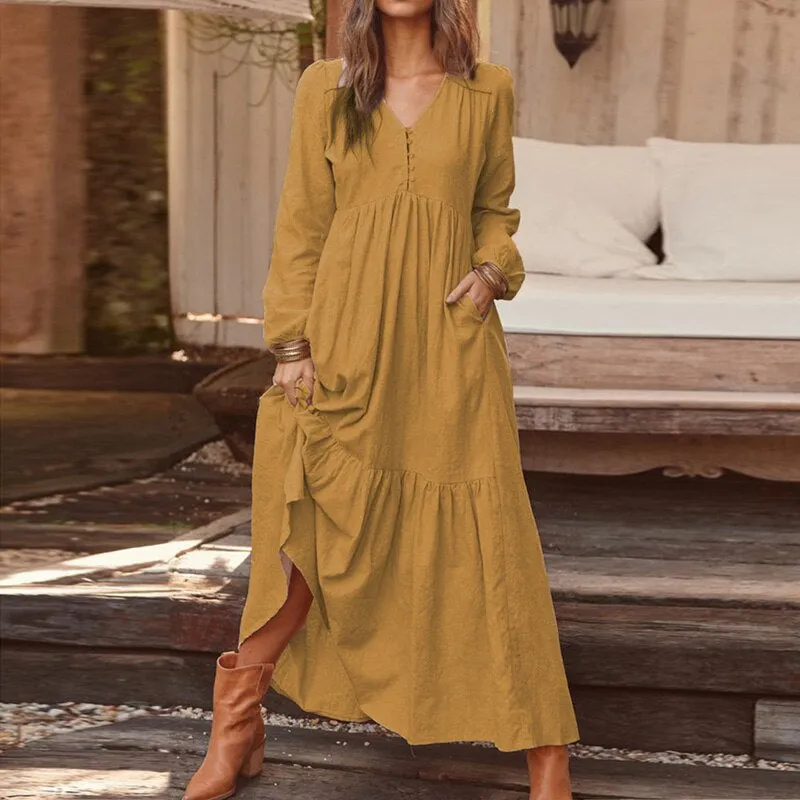 Long Sleeve Boho Summer Dress For Women, Bohemian Dress