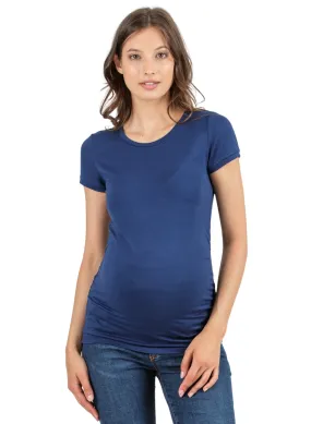 Maternity T-shirt with Back Yoke - Blue