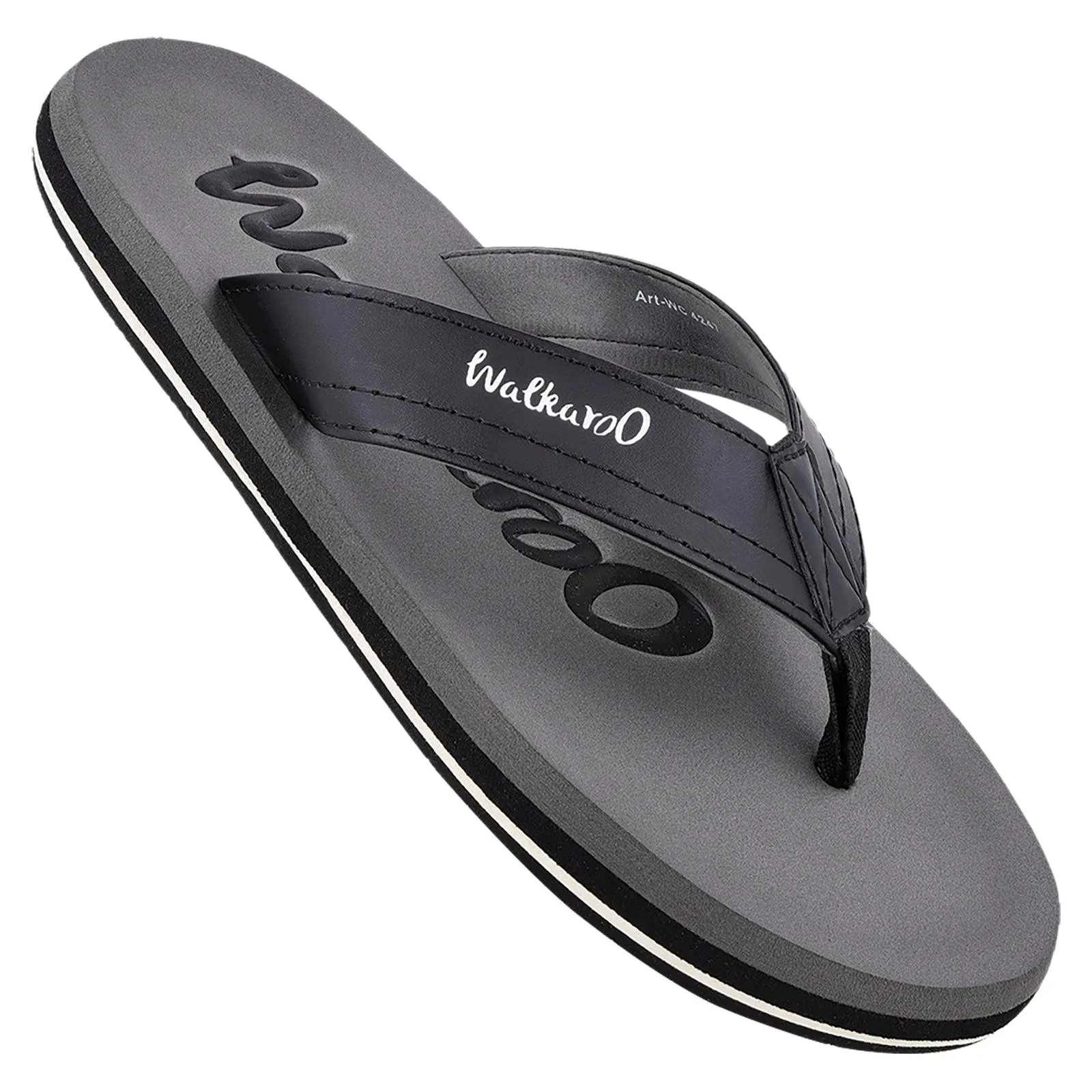 Men's Printed Flip Flop Slippers - WC4247 Grey Black