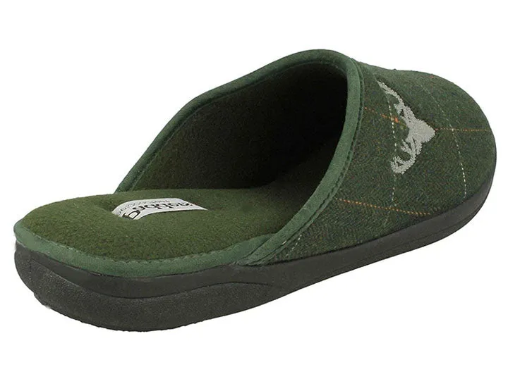 Mens Wide Fit Padders Stag Mule Slippers