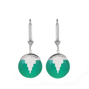 MINI AURORA PENDULUM EARRINGS GREEN ONYX - SILVER