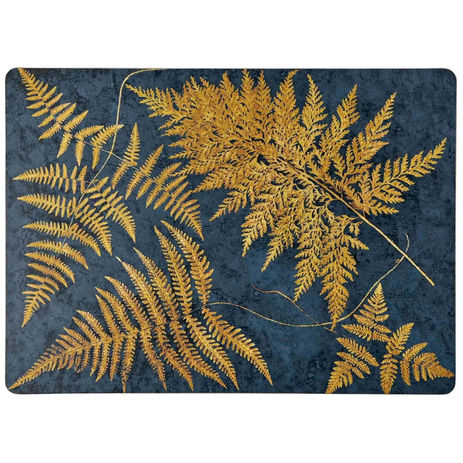 Navy Gilded Ferns Art Placemats - Set of 4