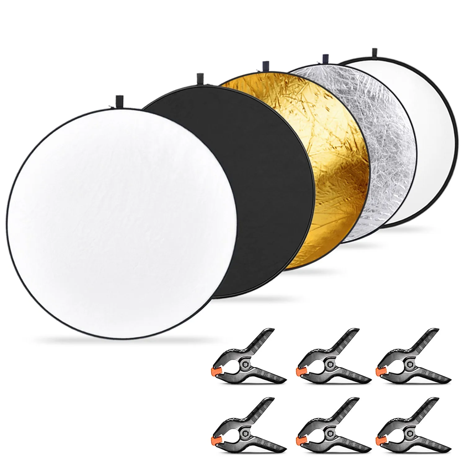 NEEWER 5-in-1 Collapsible Multi-Disc Light Reflector With Clamps