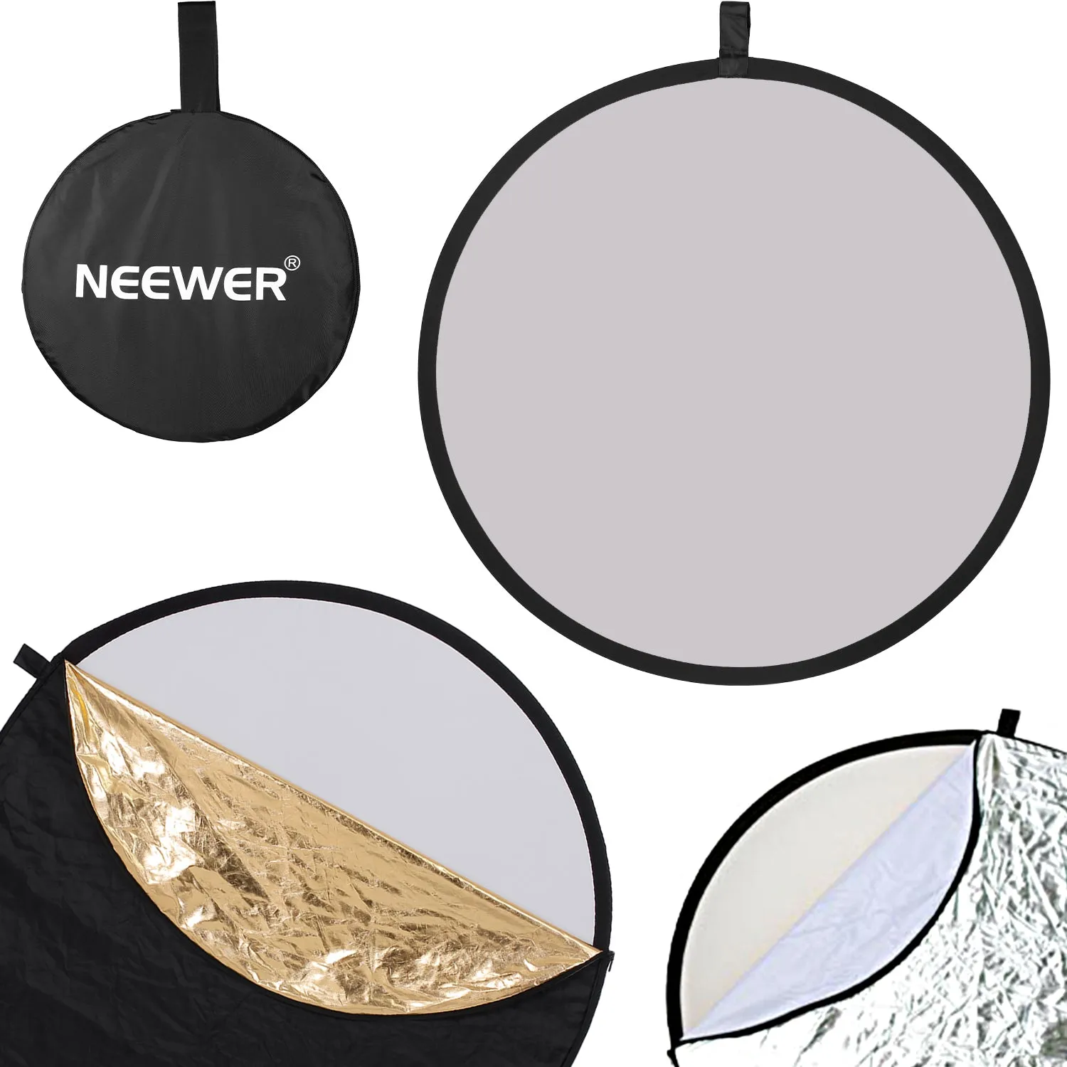 NEEWER 5-in-1 Collapsible Multi-Disc Light Reflector With Clamps